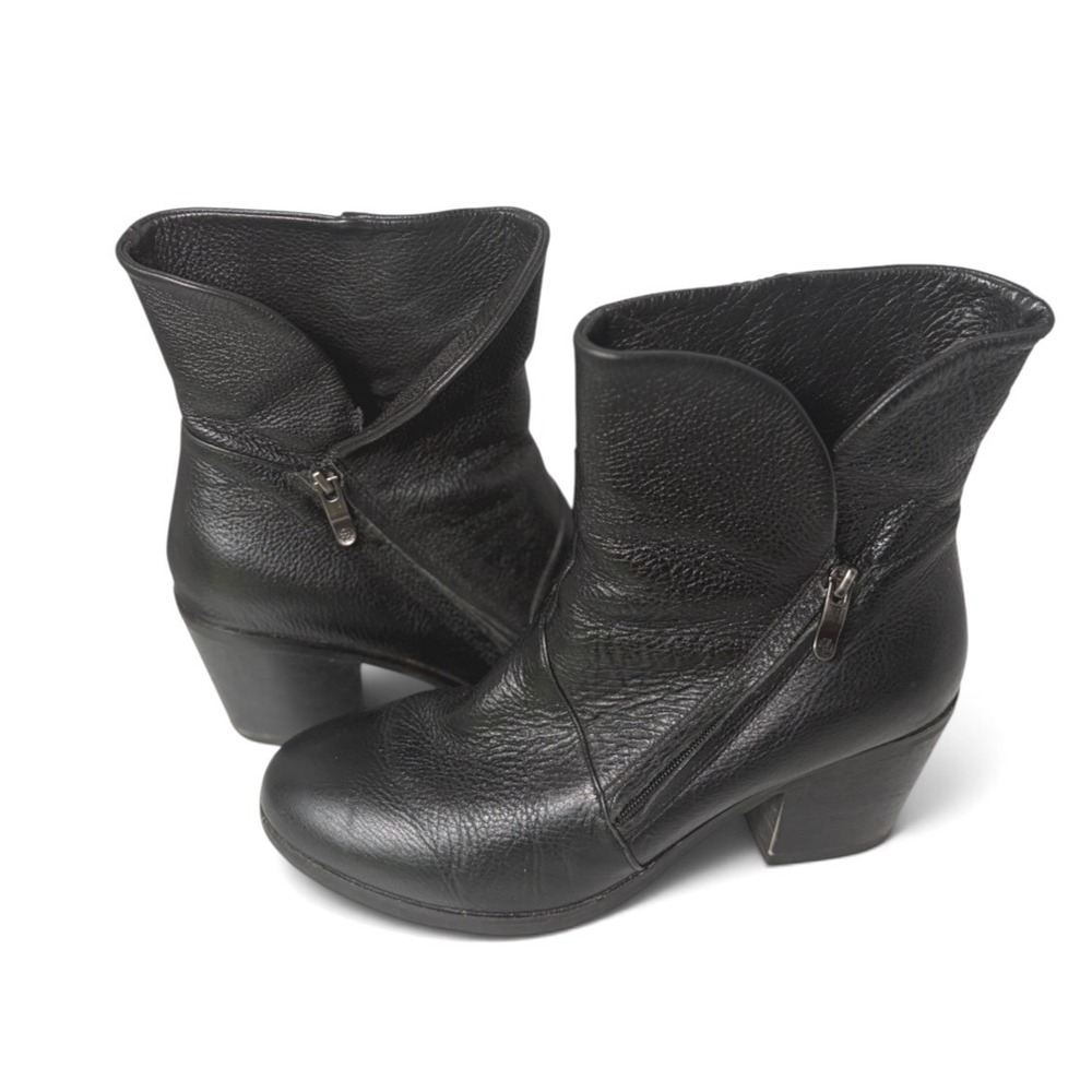 Bussola Reikiavik Ramona Beaufort Black Leather Ankle Boots Block Heel 39